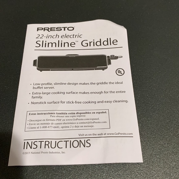 Presto Kitchen Presto 22 Electric Slimline Griddle Poshmark